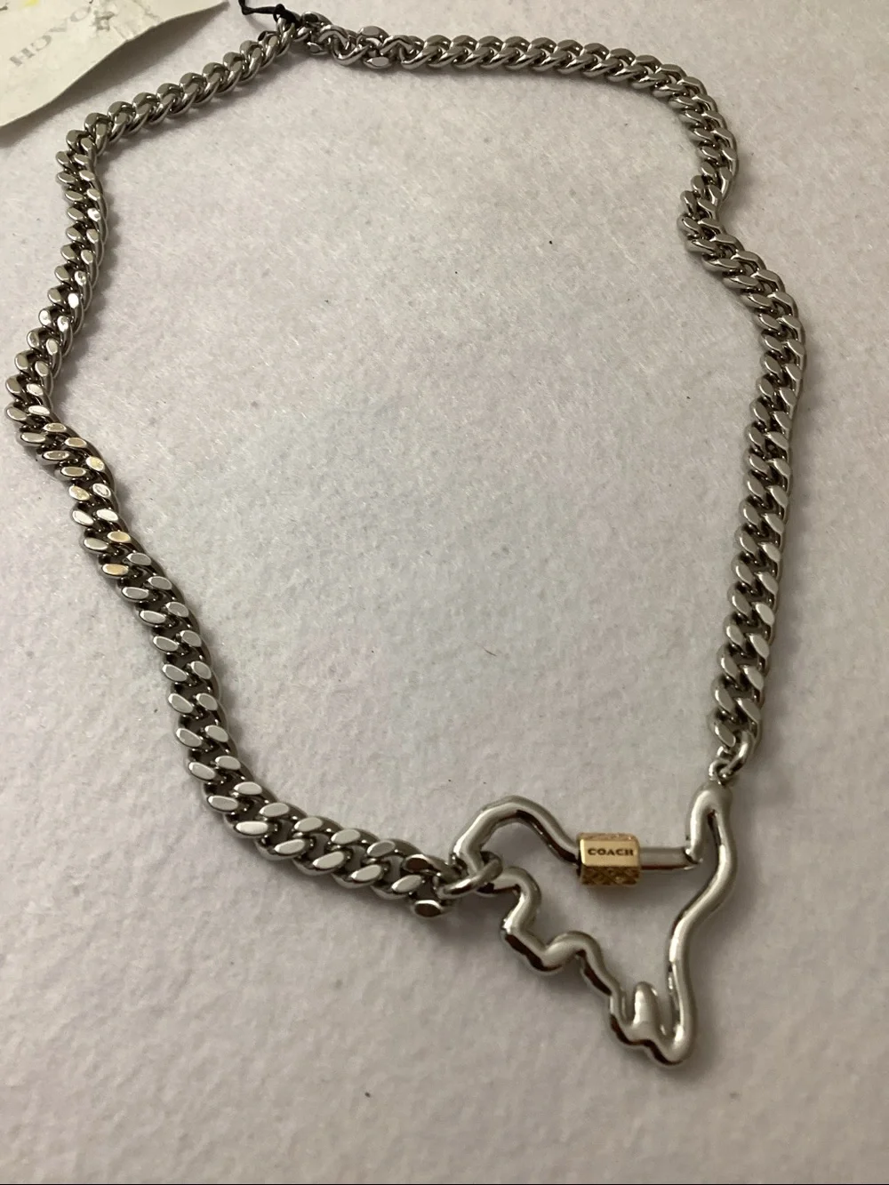 Coach Two-Tone Signature Carabiner Rexy Link Bracelet
